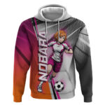 Personalized Nobara Kugisaki Jujutsu Kaisen Hoodie with Pink Orange Gradient and Action Kick Pose