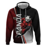 Personalized Panda Jujutsu Kaisen Soccer Theme Hoodie with Goalkeeper Pose and Red Black Geometric G