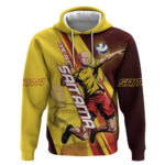 Personalized Saitama Volleyball Design Hoodie with Yellow and Red Athletic Theme and Powerful Spike