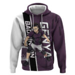 Personalized Shinazugawa Genya Demon Slayer Badminton Hoodie with Racket Action Pose and Purple Blac