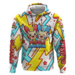 Plusle Minun Hoodie Colorful Kawaii Lightning Pop Art