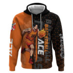 Portgas D Ace One Piece Basketball Theme Orange and Black Design Hoodie with Flame Ball and Whitebea