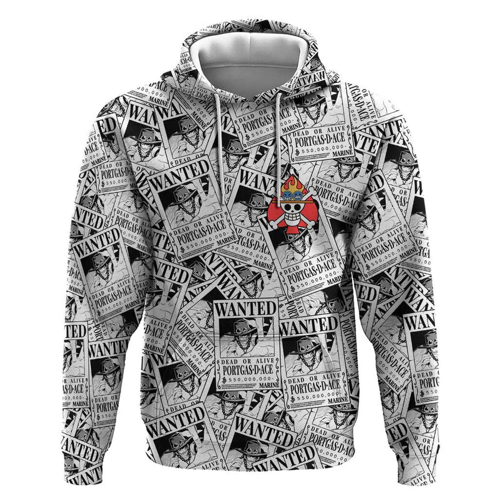 Portgas D. Ace Wanted - One Piece Hoodie Anime Style Portgas D. Ace Wanted - One Piece Hoodie Anime Style