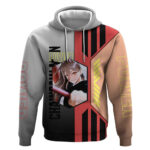 Power from Chainsaw Man Hoodie with Cat in Hand and Stylish Pose Design