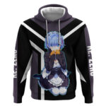 Rem Re Zero Hoodie with Maid Outfit and Loyal Battle Pose Design
