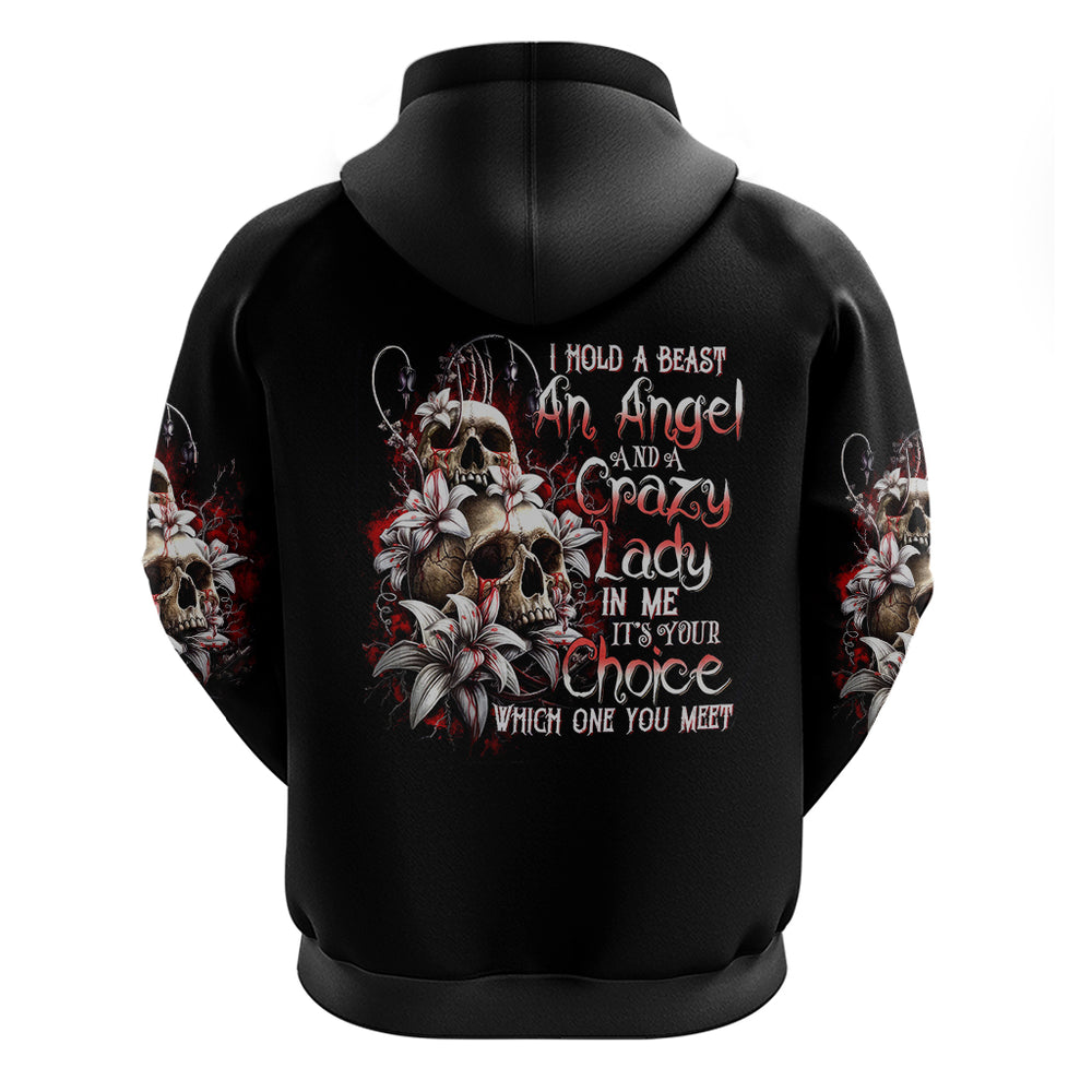 Blood Skull Hoodie I Hold A Angel And Crazy Lady It Your Choice DT01 Blood Skull Hoodie I Hold A Angel And Crazy Lady It Your Choice DT01