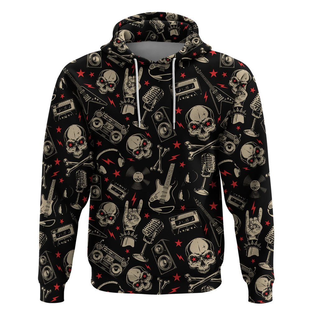 Rock And Roll Skull Pattern Design Hoodie DT02 Rock And Roll Skull Pattern Design Hoodie DT02