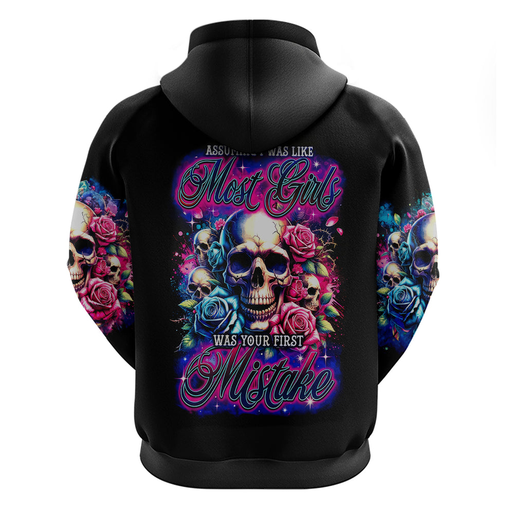 Rose Skull Hoodie Assuming I Was Like Most Girls Was Your First Mistake DT01 Rose Skull Hoodie Assuming I Was Like Most Girls Was Your First Mistake DT01