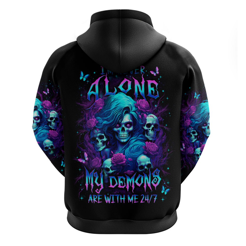 Rose Skull Hoodie I'm Never Alone My Demon Are With Me 24 7 DT01 Rose Skull Hoodie I'm Never Alone My Demon Are With Me 24 7 DT01