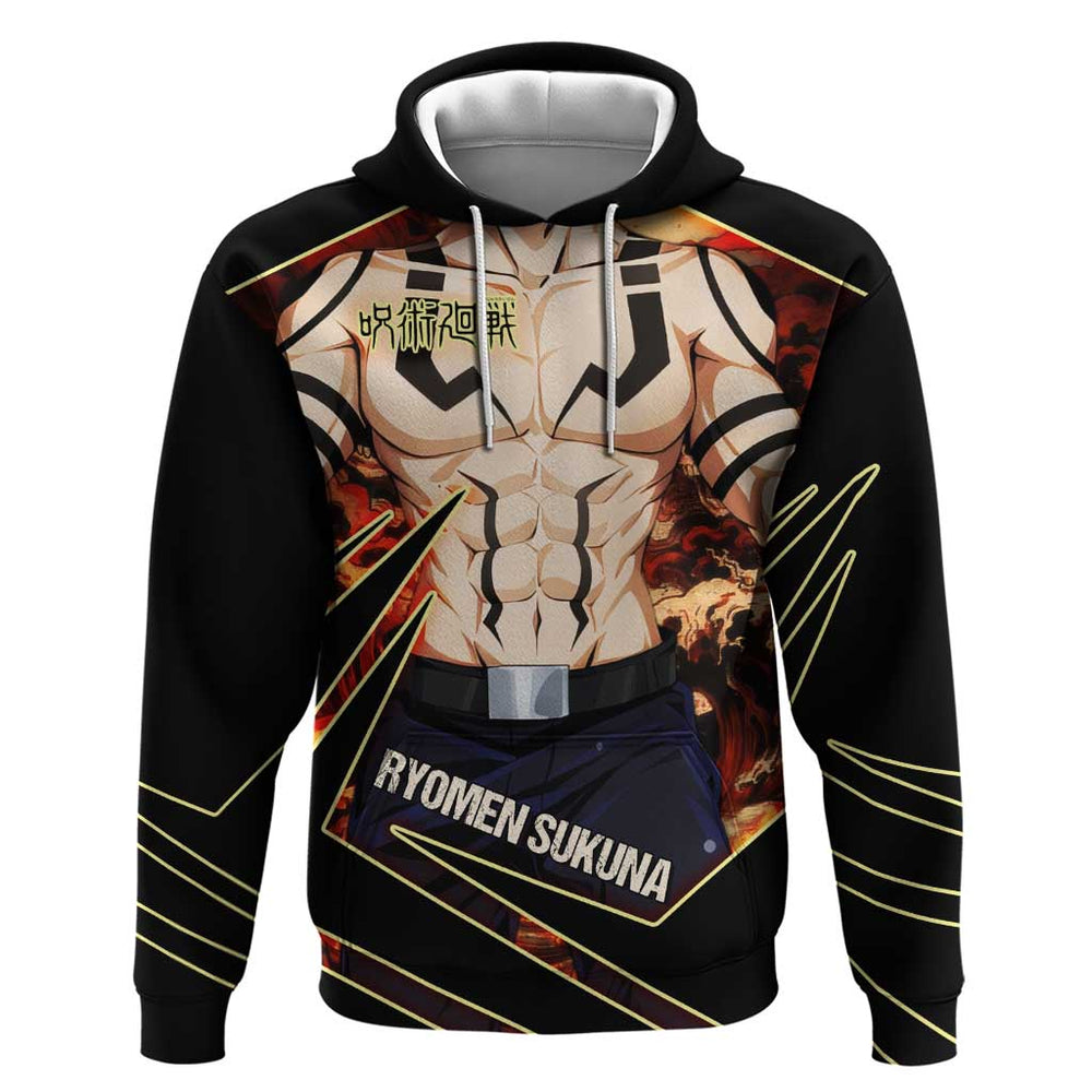 Ryomen Sukuna Malevolent Shrine Hoodie Infernal Cursed Domain Art Style Ryomen Sukuna Malevolent Shrine Hoodie Infernal Cursed Domain Art Style