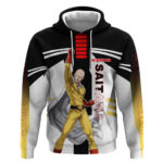 Saitama from One Punch Man Hoodie with Bold Hero Pose and Minimalist Design