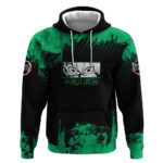 Sanemi Shinazugawa Demon Slayer Green and Black Grunge Hoodie Design with Intense Eyes and Wind Hash