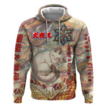 Sango and Kirara Inuyasha Series Hoodie Mythical Anime Style with Flame and Scale Motif