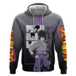 Sasuke Uchiha Naruto Hoodie with Chidori and Intense Battle Pose Design