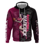 Boa Hancock One Piece Basketball Theme Maroon and Black Design Hoodie with Serpent Emblem and Dynami