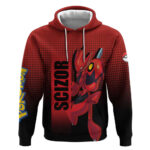 Scizor from Pok Hoodie with Bug Type Ability and Battle Ready Pose Design