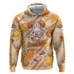 Scorbunny Hoodie Energetic Fire Starburst Art