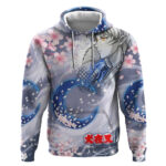 Sesshomaru Inuyasha Series Hoodie Elegant Sakura Storm Style with Crescent Moon Motif