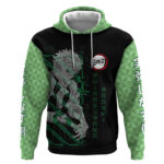 Shinazugawa Sanemi Demon Slayer Hoodie with Green and Black Grid Style Design