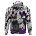 Shinobu Kocho Demon Slayer Butterfly Theme Hoodie with Purple Accents and Manga Collage Design