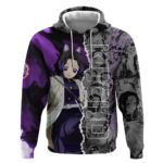 Shinobu Kocho Demon Slayer Hoodie with Insect Hashira Sword Pose and Elegant Butterfly Design