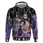 Shinobu Kocho Demon Slayer Hoodie with Purple and Black Web Style Design