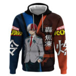 Shoto Todoroki Half-Cold Half-Hot Hoodie Japanese Comic Book Style