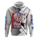 Shu Tsukiyama Tokyo Ghoul Hoodie with Masked Combat Pose and Intense Action Design