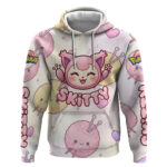 Skitty Pok mon Hoodie Pastel Kawaii Yarn Art Style