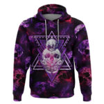 Skull and Moth Hoodie Fantasy Cosmic Abstract - Grunge Purple Art