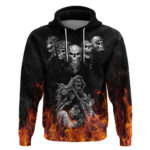 Skull Hoodie Five Skull With Motocycle DT01