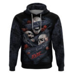 Skull Hoodie No See Evil Red Rose Jean DT01