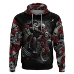 Skull Hoodie Riding Motocycle Girl Rose DT01