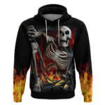 Skull Hoodie Skeleton Ripped Inside Flame DT01