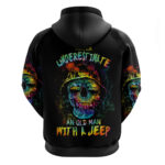 Skull Jeep Hoodie Never Underestimate An Old Man With A Jeep DT01
