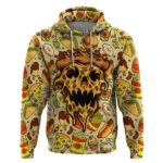 Skull Pizza Pattern Hoodie Rest in pizza
