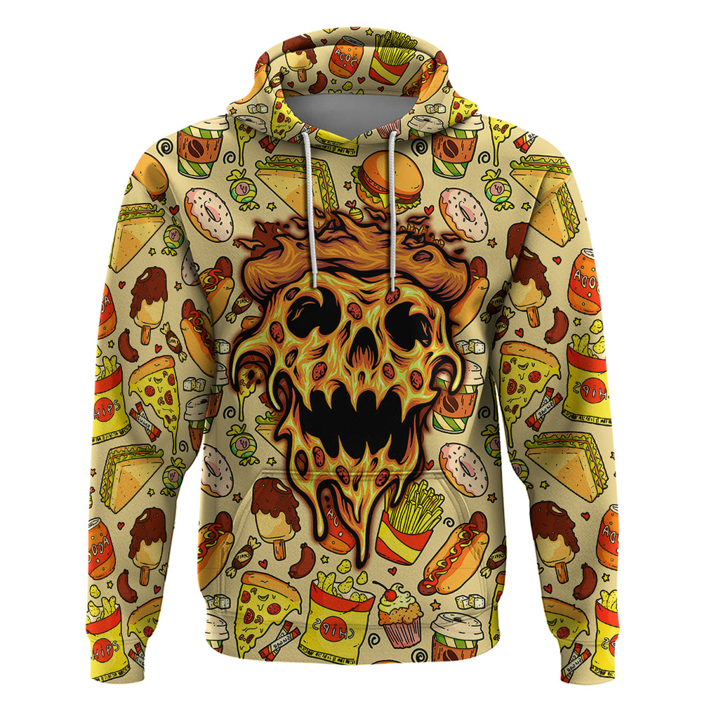 Skull Pizza Pattern Hoodie Rest in pizza Skull Pizza Pattern Hoodie Rest in pizza