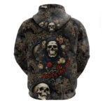 Skull Roses Hoodie Never Say Die