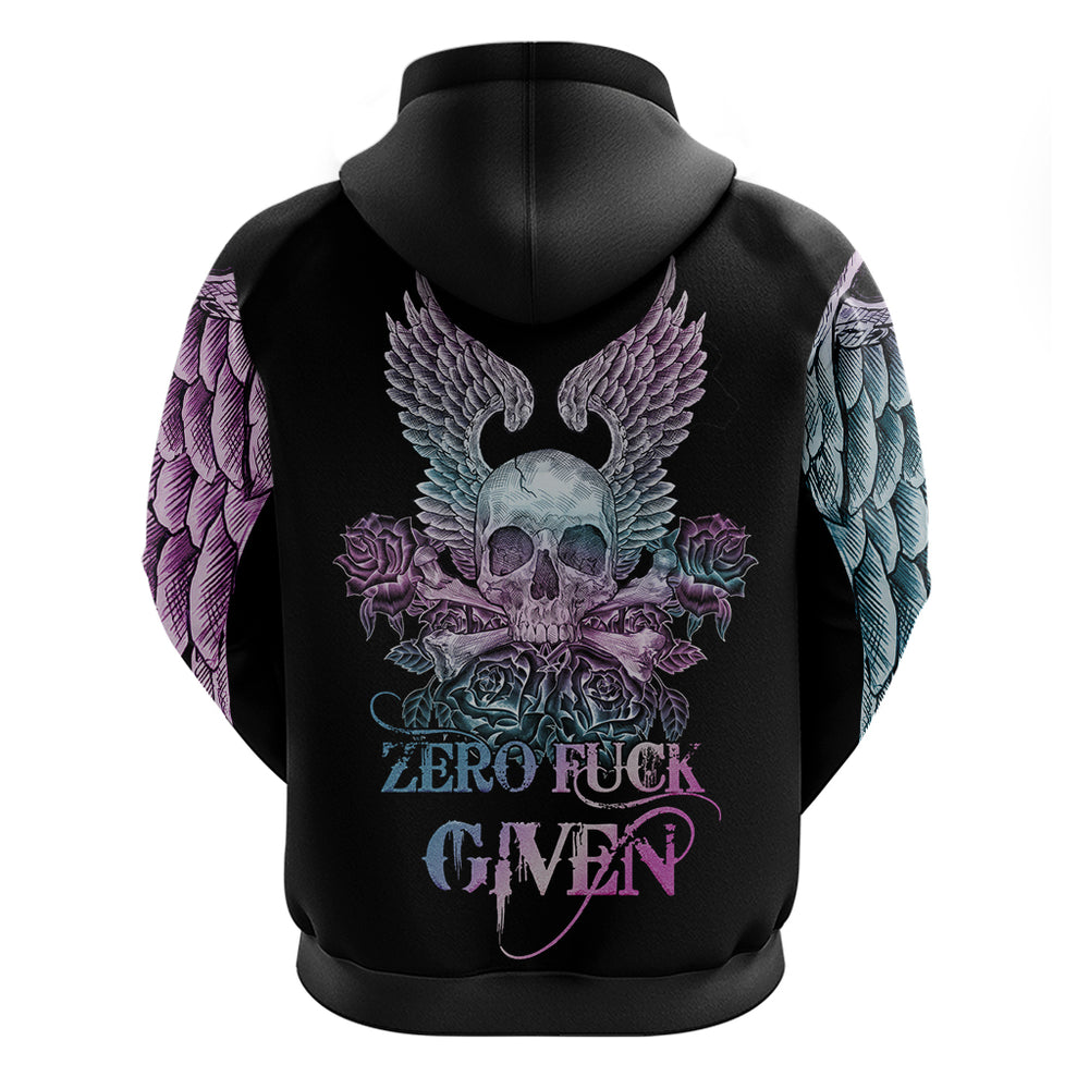 Skull Wings Roses - Zero Fuck Given Hoodie Skull Wings Roses - Zero Fuck Given Hoodie