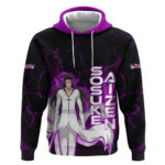Sosuke Aizen Hoodie Neon Purple Anime Energy Aura Illustration