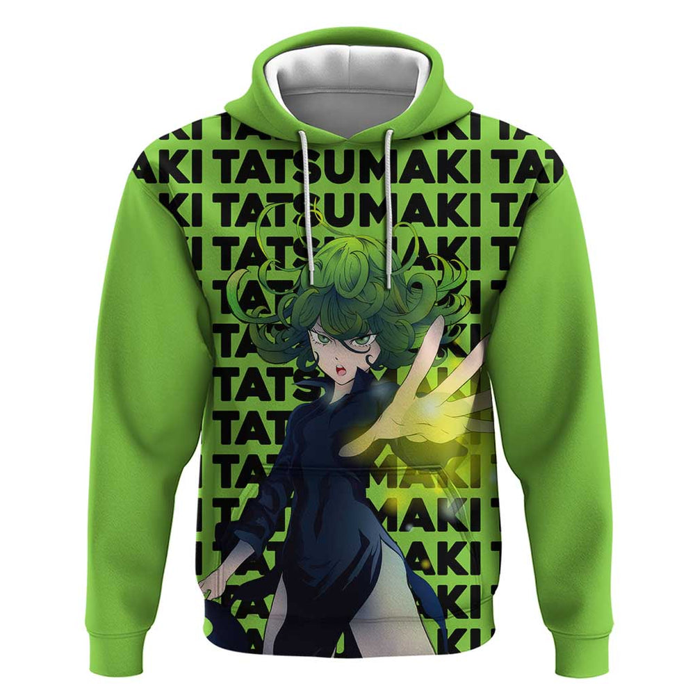 Tatsumaki - One Punch Man Hoodie Anime Text Pattern Style Tatsumaki - One Punch Man Hoodie Anime Text Pattern Style