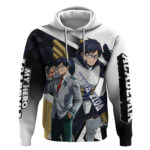Tenya Iida Hoodie Dynamic Anime Action Illustration with Futuristic Hero Armor