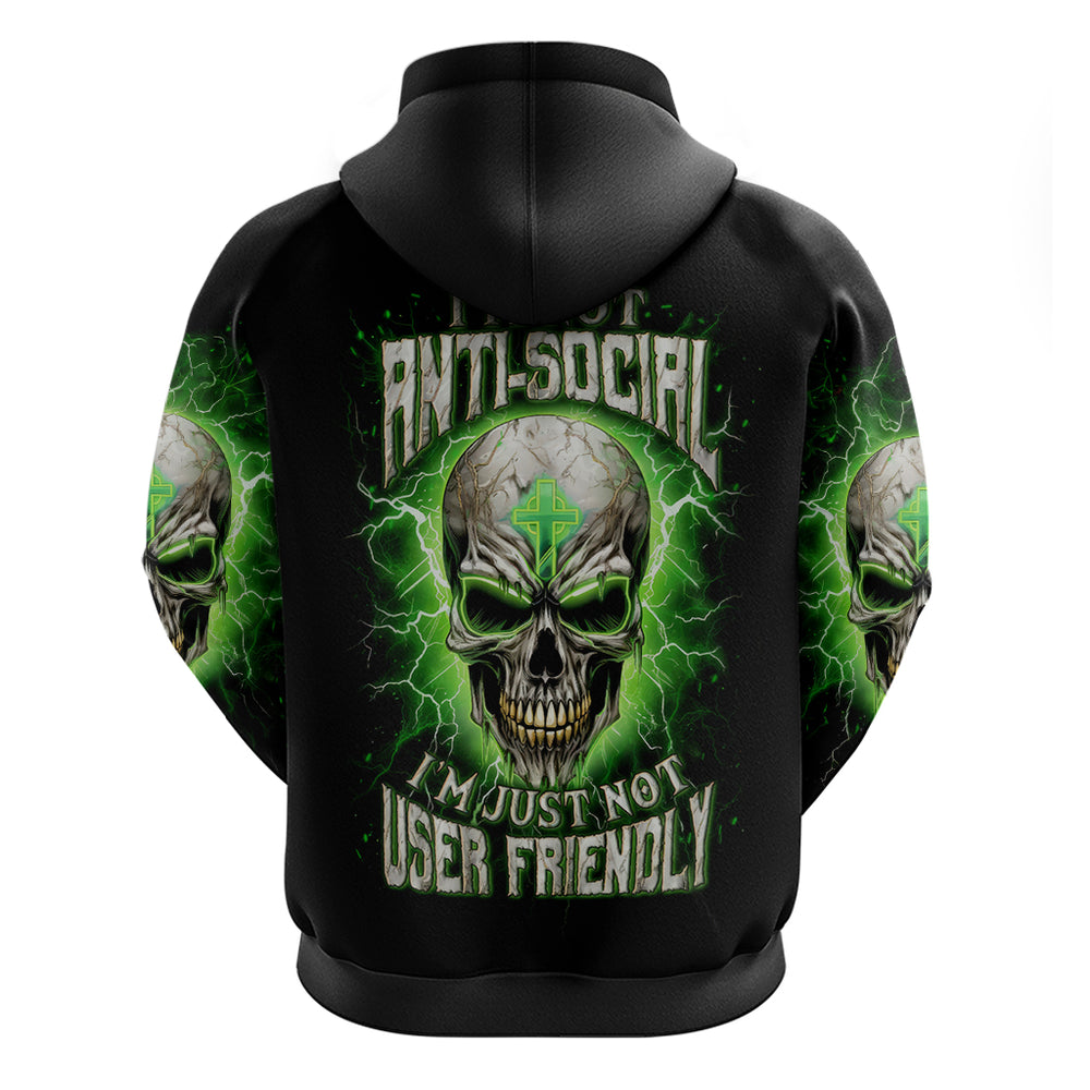 Thunder Skull Hoodie I'm Not Anti-Social I Must Not User Friendly DT01 Thunder Skull Hoodie I'm Not Anti-Social I Must Not User Friendly DT01