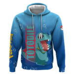 Totodile from Pok Hoodie with Water Type Power and Playful Pose Design
