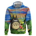 Trippy My Neighbor Totoro Studio Ghibli Hoodie Anime Mix Oil Paint Trippy Style