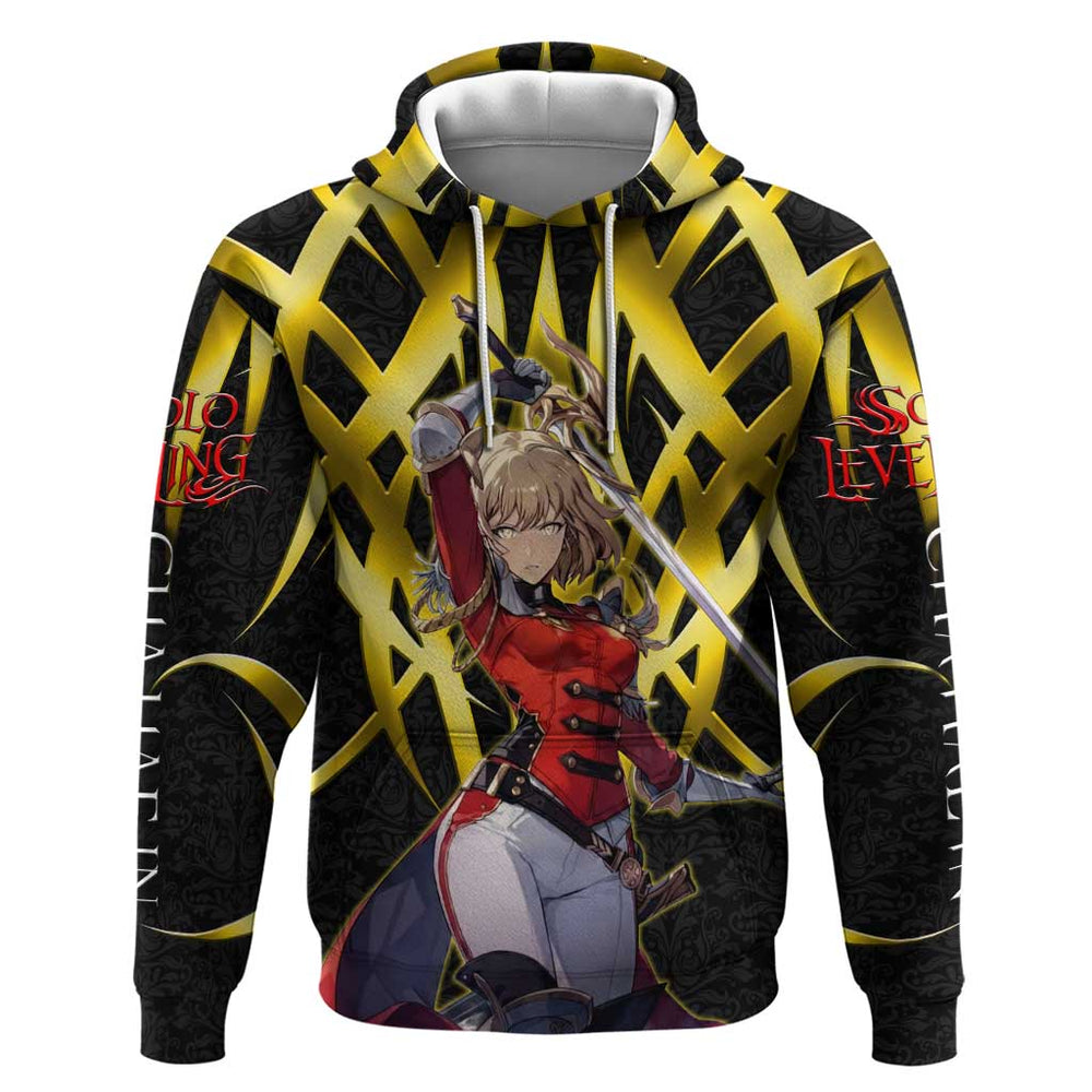 Cha Hae In Solo Leveling Hoodie Golden Bladecore Anime Style Cha Hae In Solo Leveling Hoodie Golden Bladecore Anime Style