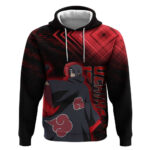 Uchiha Itachi Naruto Hoodie Red Geometric Anime Illusion Style