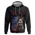 Uta Tokyo Ghoul Hoodie Dark Urban Tattoo Style with Oni Mask Elements