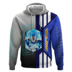 Vegeta from Dragon Ball Hoodie with Super Saiyan Blue Form and Action Pose Design