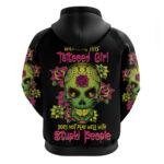 Warning This Tattooed Girl Flower Sugar Skull Hoodie